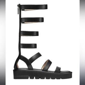 Stuart Weitzman 7 Gala Lift Tall Gladiator Sandal Black